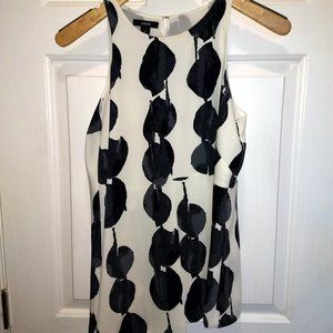 Asymmetrical Sleeveless Black and Cream Blouse